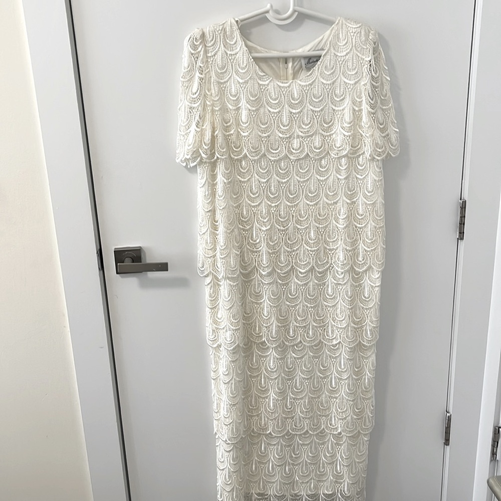 Vintage Michaelangelo  Off White  Sheer Lace Dress Size Large